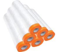 Nisorpa Lot de 6 rouleaux de film de protection pour peintre - 270 cm x 20 m - Avec ruban doré en film doré pour travaux de plâtrage et de peinture (270 cm x 20 m x 6), 324 ㎡