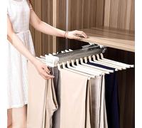 Nisorpa Porte-Pantalons Extensible à 22 Bras - Barre de Suspension coulissante en Acier pour organiseurs de placards, Jeans, vêtements, Pantalons, cintres coulissants,Beige
