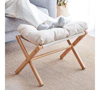 Nisorpa Repose-pieds pliable pour canapé, repose-pieds en bambou, tabouret à langer en bois, marchepied pliable en bois avec coussin amovible en tissu velours pour le salon