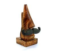 Nisrah Palissandre Porte-Lunettes en Forme de Nez avec Moustache Noire