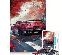 Nissan GT-R Rouge en Automne Puzzle de 1000 pièces pour Adolescents Jeu Intelligent en Groupe Décoration Murale (38x52cm)