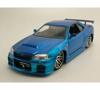 Nissan R34 2002 Bleu Brian Fast & Furious Modèle 1:24 Jada Toys