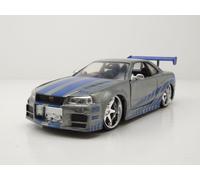 Nissan Skyline GT-R R34 2002 Argent Jada Toys Voiture Modèle 1:24 Die-Cast