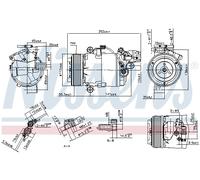 Nissens Compresseur de climatisation 890071 R134a PAG46 pour BMW 1er E81/E87 3er E88/E90