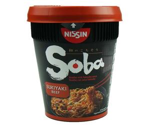 Nissin Soba Sukiyaki Lot de 8 pots de nouilles au bœuf