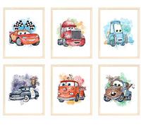 Nistio® Lot de 6 affiches de film Cars - Décoration murale - Flash McQueen - 20,3 x 25,4 cm (sans cadre)