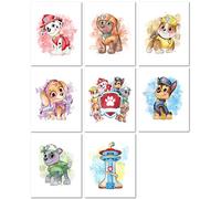 Nistio® Lot de 8 impressions de décoration murale Pat' Patrouille pour garçons, décoration de chambre de la Pat' Patrouille, 20,3 x 25,4 cm (sans cadre)