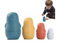 Nistspielzeug Pingouin - Ensemble de poupées gigognes en bois - Figurines de pingouins matrioska peintes à la main - Jouet éducatif empilable - Bois de tilleul durable et écologique avec finition