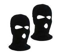 NITAIUN 2 Pcs 3 Trous Cagoule Tricoté Cagoule Coupe-Vent et Chaud Cagoules de Visage de Sport Complet pour Moto Vélo Ski Randonnée Camping Chasse et Autres Sports Noir, Taille Unique