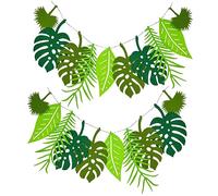 NITAIUN 2 Pcs Tropical Palm Garland 4.6 m, Feuille Artificielle Tropicale Verte Bannière, Feuillage Artificiel Garland Monstera Tropicales Feuilles De Palmier pour Fête d'anniversaire (Vert)