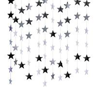 NITAIUN 65 Pieds en Forme d'étoile Papier Guirlande, Bannière de Guirlande Etoile Réfléchissante, Guirlandes Etoiles pour Mariage, vacances, Fête, Anniversaire Mariage (Argent), 20m