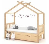 NITC lit cabane enfants 80x160 avec tiroir, rangement, lit gigogne marron - 1 tiroir - 80 x 160 cm