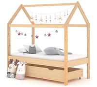 NITCA Lit Cabane Enfant 70x140 cm avec Tiroir et Rangement - Lit Gigogne Marron pour Enfants