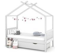 NITCA lit cabane Enfant 80x160 avec tiroir lit cabane tiroir lit Enfant avec Rangement lit gigogne Enfant lit tiroir 90x160 Lits pour Enfants Blanc-1 tiroir-80 x 160 cm