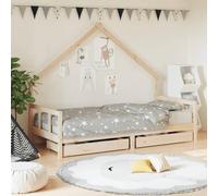 NITCA Lit Cabane Enfant 90x190 avec Tiroir et Rangement - Lit Gigogne Marron