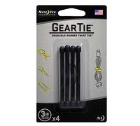 Nite Ize Gear Tie® Reusable Rubber Twist Tie™ 3 Pouces - Lot de 4 - Noir