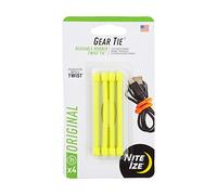 Nite Ize Gear Tie® Twist Tie™ Lot de 4 rouleaux en caoutchouc réutilisables Jaune fluo