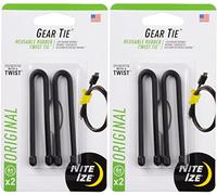 Nite Ize Lot de 2 attaches torsadées en caoutchouc réutilisables Noir 15,2 cm