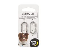 Nite Ize MicroLink Pet Tag Carabiner, Stainless Steel Cat and Dog Tag Clip, 2 Count (Pack of 1)