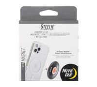 Nite Ize STOMS-01-R8 Steelie Orbiter Plus Prise magnétique + Anneau en métal, Support pour iPhone 12/Mini/Pro Max, Support de Voiture Fonctionne avec Chargeur MagSafe, Noir
