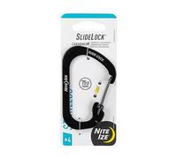 Nite Ize Mousqueton verrou coulissant CSL4-01-R6 – acier inoxydable, noir, taille 4