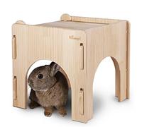 Niteangel Château de lapin en bois et cachette - Tunnel spacieux et respirant pour lapin, chinchilla, cochon d'Inde ou autres animaux de compagnie de petite taille (château simple)