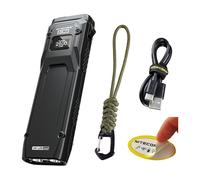 Nitecore EDC23 Lampe de poche EDC, 2500 lumens, forme plate ultra fine, rechargeable USB-C, charge rapide avec écran OLED numérique, interrupteur de verrouillage mécanique