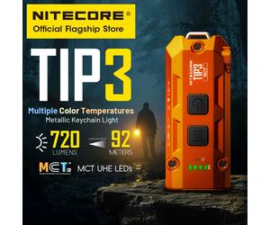 NITECORE TIP3 EDC Lampe porte-clés 720 lumens Mini lampe torche rechargeable USB-C Températures de couleur multiples 30g Ultra légère