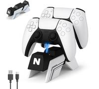 NiTHO Chargeur Manette PS5, Station de Charge Compatible avec Manettes PS5 & Edge, Station de Rechargement Rapide pour Manettes de Jeu Playstation 5 - Blanc