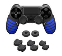 NiTHO Gaming Kit pour Manettes PS4, Poignées en Silicone Anti-Transpiration, 2 Anneaux de Précision Analogiques, 3 Tailles de 2 Poignées Concaves pour Le Pouce - Noir/Bleu