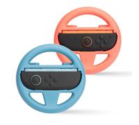 NITHO Lot de 2 Volants Compatibles avec Switch 2 Joycon, Volant de Course Ergonomiques pour Mario Kart World, Accessoires de Jeu Compatibles avec Switch 2 (Rouge & Bleu)