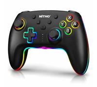NITHO NEON DARK OPS Manette Sans Fil Compatible avec PC, Switch, Switch 2, Android et iOS, Contrôleur avec Effet Hall, Turbo, Boutons Macro, Gyroscope à Six Axes, Double Vibration, Éclairage RGB