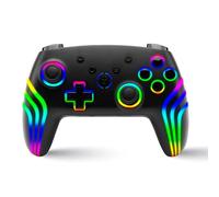 NITHO NEXUS Manette Sans Fil Compatible avec Switch/Switch 2/PC/Android/iOS, Gamepad avec Gyroscope 6 Axes, Double Vibration, Turbo, LED RGB, Joystick Ergonomique - Noir