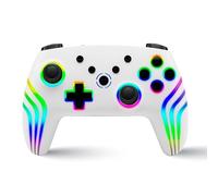 NITHO NEXUS Manette Sans Fil Compatible avec Switch/Switch 2/PC/Android/iOS, Gamepad avec Gyroscope 6 Axes, Double Vibration, Turbo, LED RGB, Joystick Ergonomique - Blanc