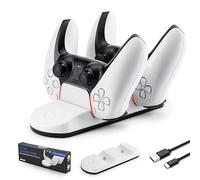 NITHO Smart Station de Charge Compatible avec Manettes PS5, Chargeur Double pour Manettes sans Fil PS5 avec Câble USB-C - Blanc