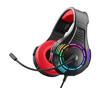 NITHO Spectra Casque Gaming Filaire Over-Ear - Microphone Rabattable, Éclairage RGB Multi-Effets, Son Stéréo - Jack 3.5 mm - PC/PS4/PS5/Xbox One/Series X|S/Mobile/Tablette - Rouge