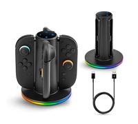 NITHO Station de Charge Compatible avec les Manettes Switch 2, Chargeur 4 en 1 pour Recharger 4 Manettes Simultanément, Éclairage LED RGB, Câble de Charge USB-C, Accessoire Gaming pour Switch 2