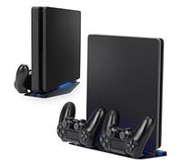 NiTHO Support Vertical PS4 Pro/Slim, Station de Charge Compatible avec Console avec 2 Ports de Charge pour 2 PS4 Manettes, Support Stand avec Indicateur de LED