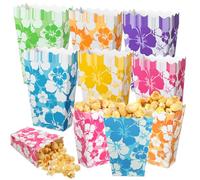 Nitial Lot de 48 mini boîtes à popcorn pour fête d'hibiscus, friandises, bonbons, biscuits, fête sur le thème tropical hawaïen