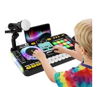 Nitigo Table de mixage DJ enfant, contrôleur DJ, platine DJ, DJ mixer avec fonction d’enregistrement, 100+ effets sonores, platine DJ réaliste pads batterie, cadeau garçons filles 3-11ans, Noir
