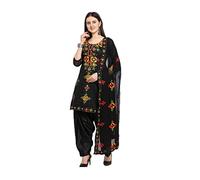 Nitimatta Salwar Kameez Ensemble de costume pour femme prêt à porter - Robe punjabi indienne grande taille - Robe de fête patiala pour femme, noir/jaune, X-Small