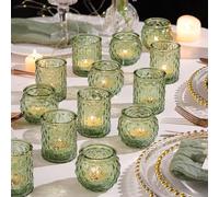 NITIME 36 pièces Assorties de bougeoirs votifs Verts, Porte-Bougies pour Chauffe-Plats de Table, Porte-Bougies Verts pour Mariage, Douche Nuptiale et décorations de thé de fête