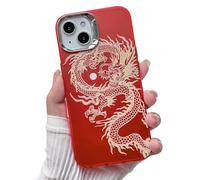 NITITOP Coque pour iPhone 13/14 Mignonne Fille Femmes avec Cool Dragon Conception Couleur Argent Irisé Scintillant Antichoc Doux TPU Pare-Chocs Protectrice Étui Housse - Rouge
