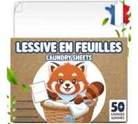 NITLY Lessive en Feuille Concentrée +50 lavages - Lessive Feuilles Écologique pour Machine et Lavage à la Main - Format Compact pour Voyage - Hypoallergénique - Soin du Linge Blanc Couleur Délicat