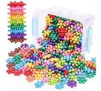 NiToy Lot de 300 blocs de construction en plastique multicolore pour enfants à partir de 3 ans - Pour l'apprentissage précoce et la créativité - Jouet STEM avec sac de transport - Matériau sûr