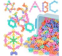 NiToy Lot de 300 blocs de maillons flocon de neige pour enfants à partir de 3 ans, jouet STEM d'apprentissage précoce et de créativité en plastique multicolore avec sac
