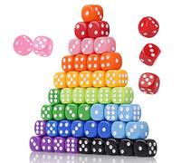NiToy Lot de 50 dés de jeu de 16 mm à 6 faces, couleurs vintage, coins ronds standard pour jeu de société, fête, vacances, jeu de famille, outil d'enseignement des mathématiques, accessoires de salle