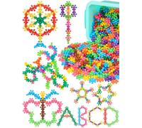 NiToy Lot de 600 blocs de construction en forme de flocon de neige interlock (couleurs arc-en-ciel)