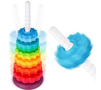 NiToy Tour empilable de 41 cm avec fonction rotative, anneaux empilables arc-en-ciel pour enfants, roues rotatives bicolores, jouet éducatif en plastique ABS sans BPA pour la promotion précoce et le