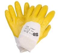 NITRAS 03400 Lot de 12 paires de gants de travail en nitrile jaunes avec ceinture tricotée Taille : 10